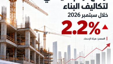 السعودية: ارتفاع الرقم القياسي لتكاليف البناء 2.2% خلال سبتمبر 2026