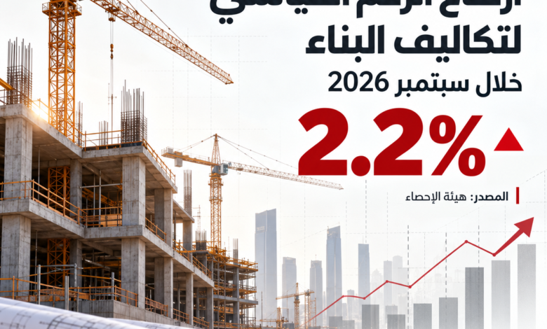 السعودية: ارتفاع الرقم القياسي لتكاليف البناء 2.2% خلال سبتمبر 2026